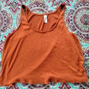 Stars Above Burnt Orange Textured Cropped Tank Size Medium